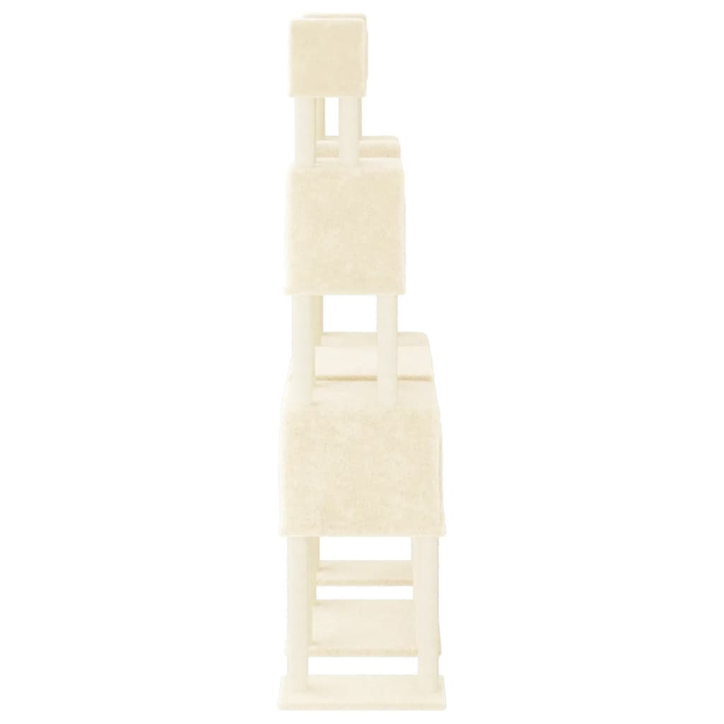 krémszínű macskabútor szizál kaparófákkal 199 cm