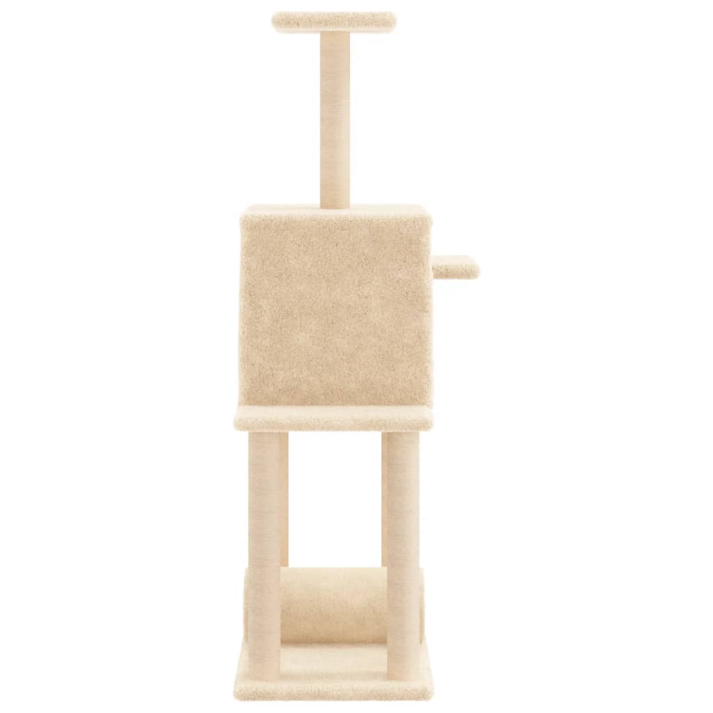 krémszínű macskakaparófa szizál kaparófákkal 122 cm