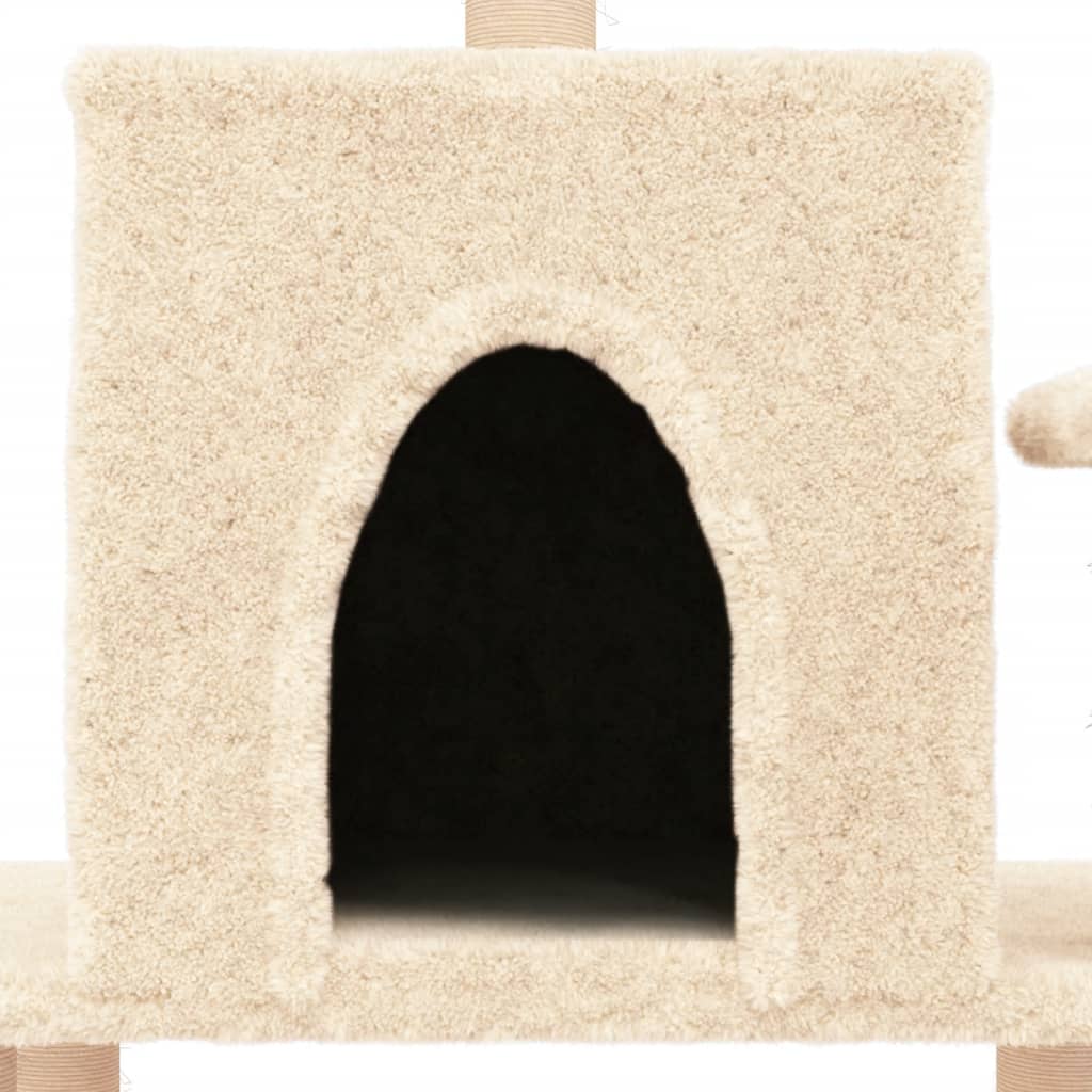 krémszínű macskakaparófa szizál kaparófákkal 122 cm