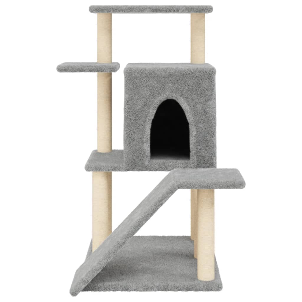 világosszürke macskabútor szizál kaparófákkal 97 cm