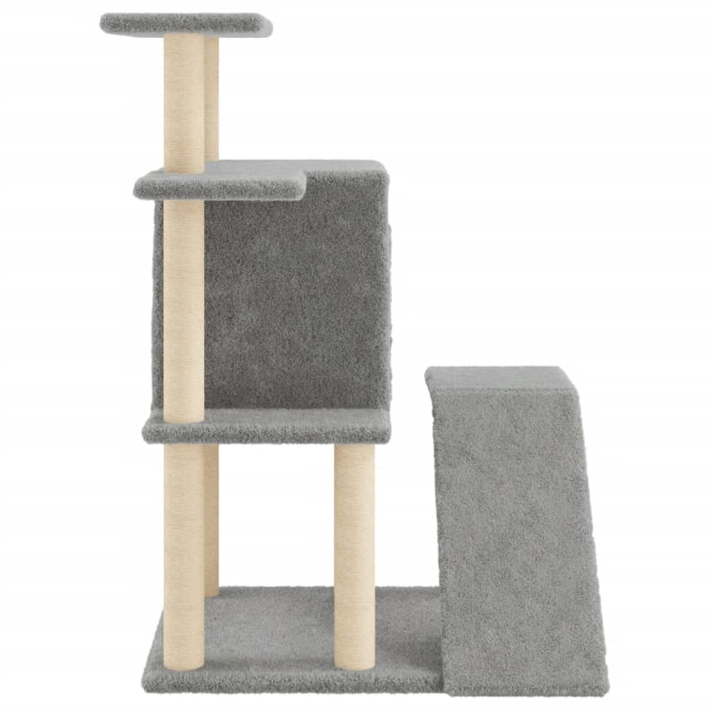 világosszürke macskabútor szizál kaparófákkal 97 cm
