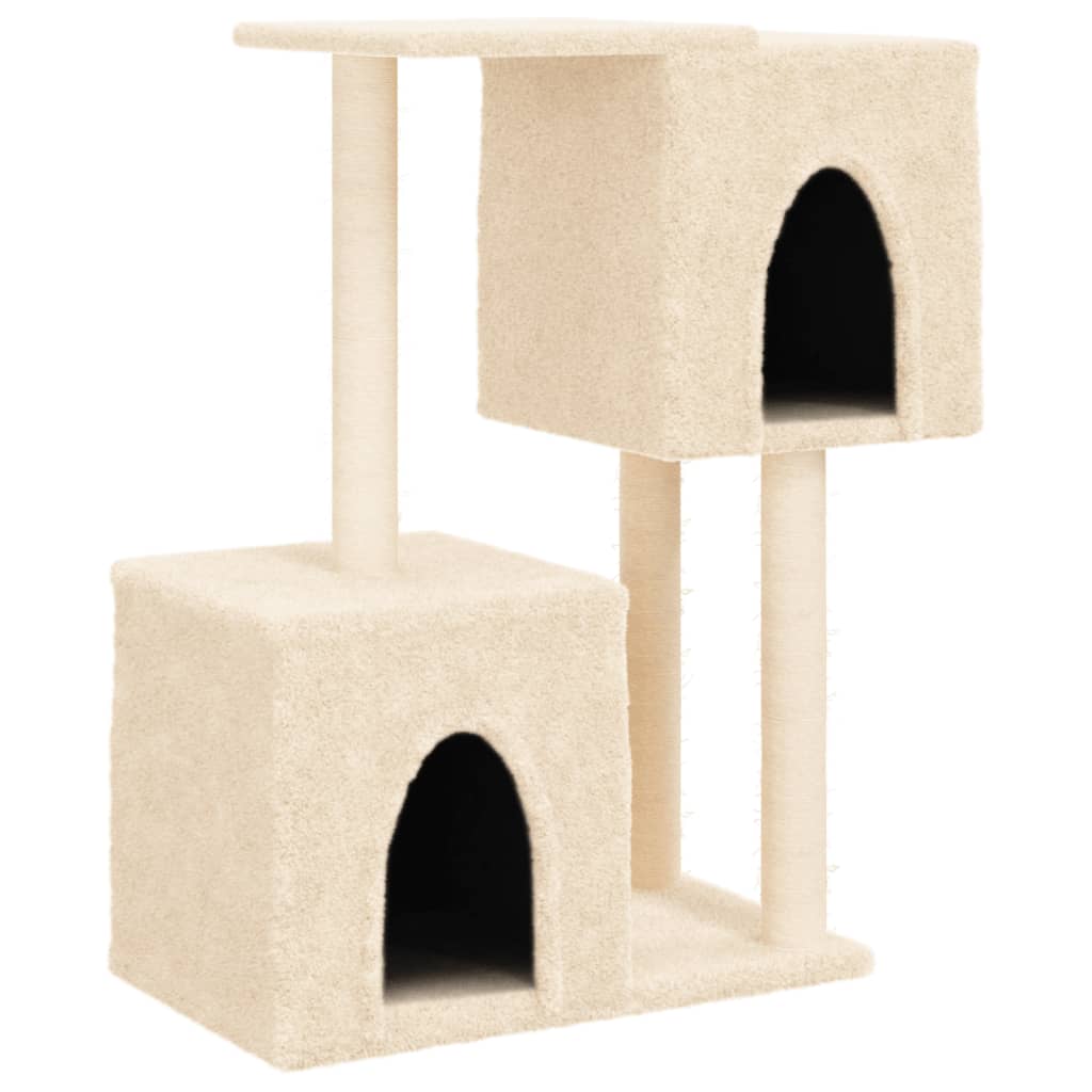 krémszínű macskabútor szizál kaparófákkal 86 cm