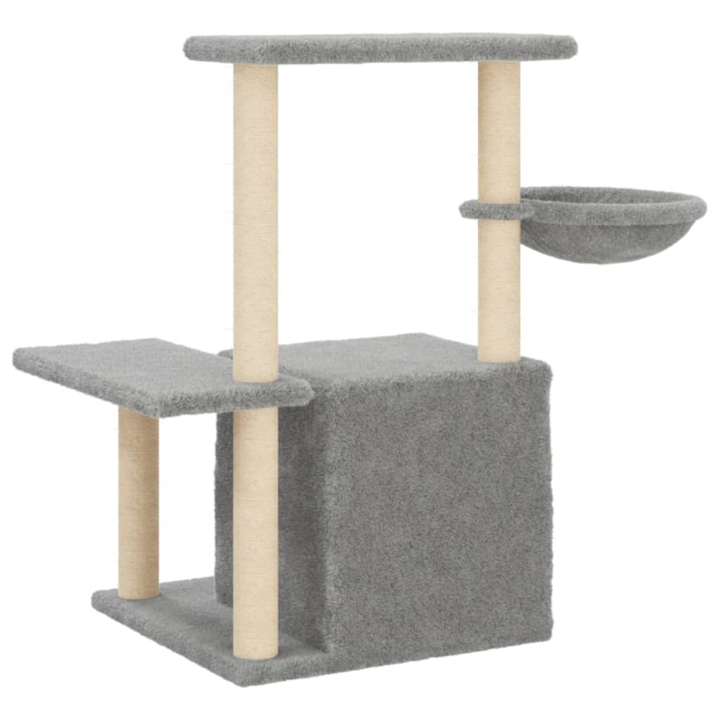 világosszürke macskabútor szizál kaparófákkal 83 cm