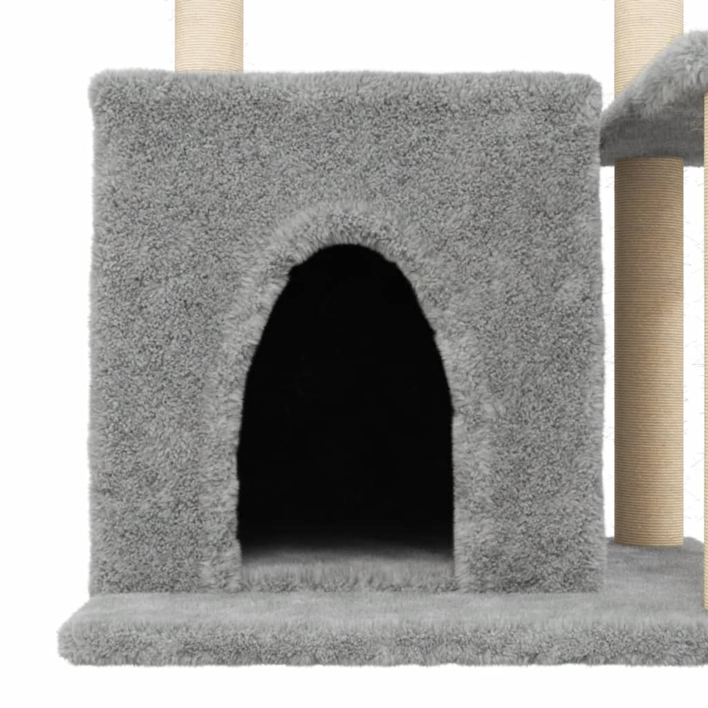 világosszürke macskabútor szizál kaparófákkal 83 cm