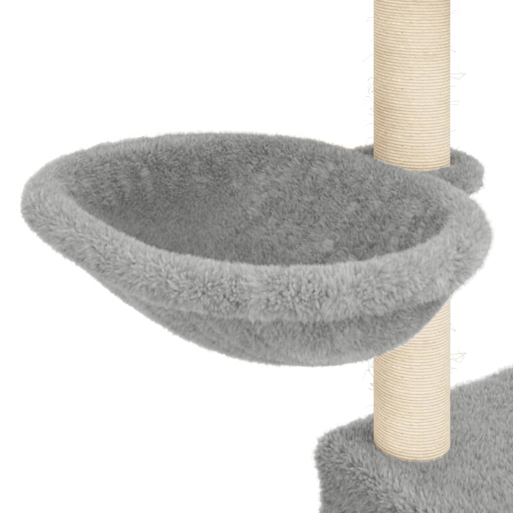 világosszürke macskabútor szizál kaparófákkal 83 cm