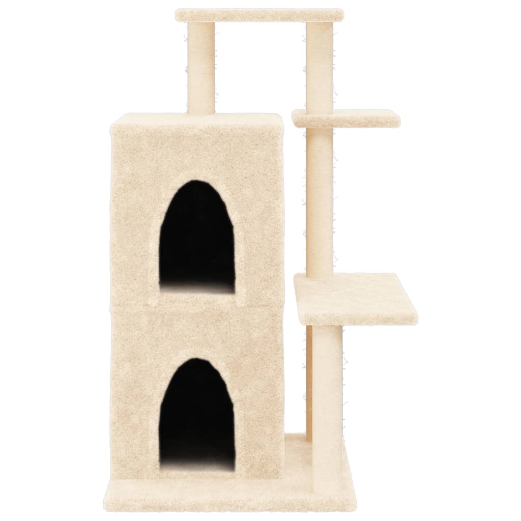 krémszínű macskabútor szizál kaparófákkal 97 cm