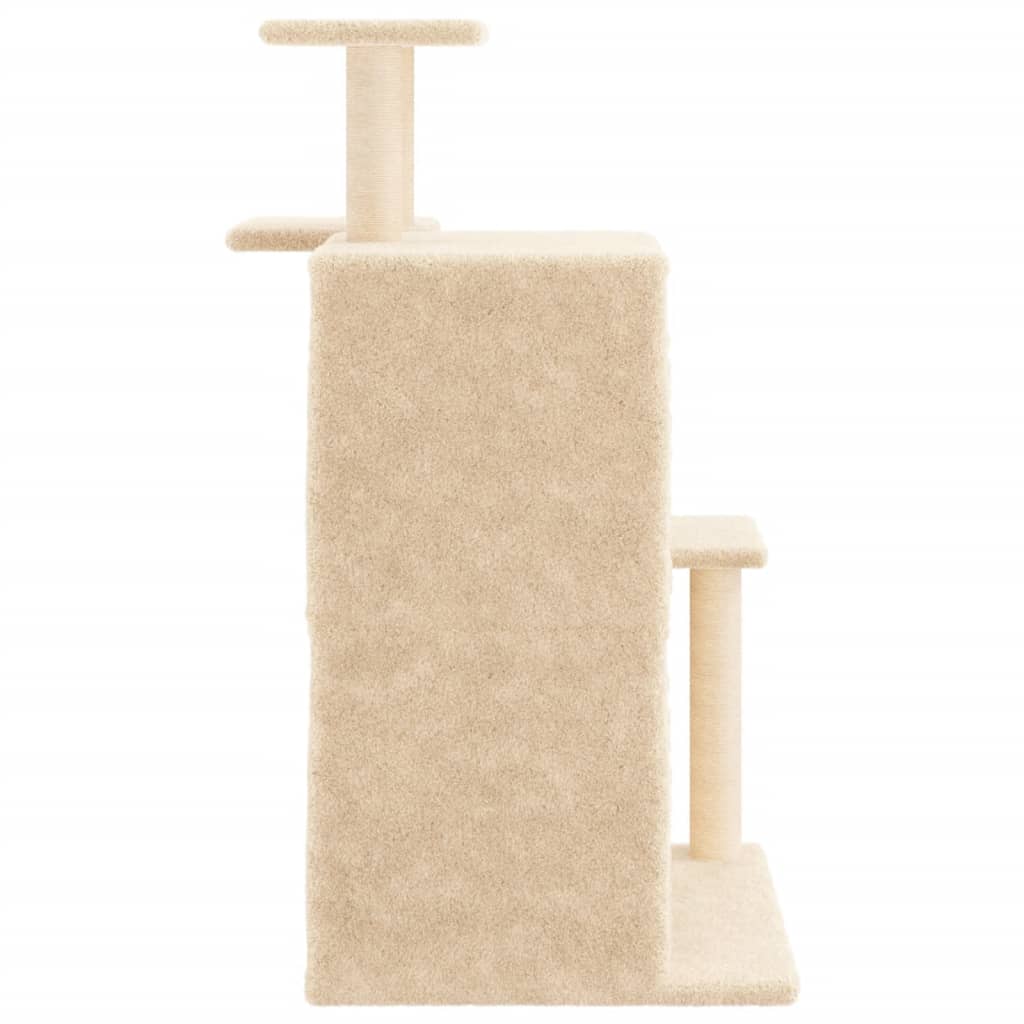krémszínű macskabútor szizál kaparófákkal 97 cm