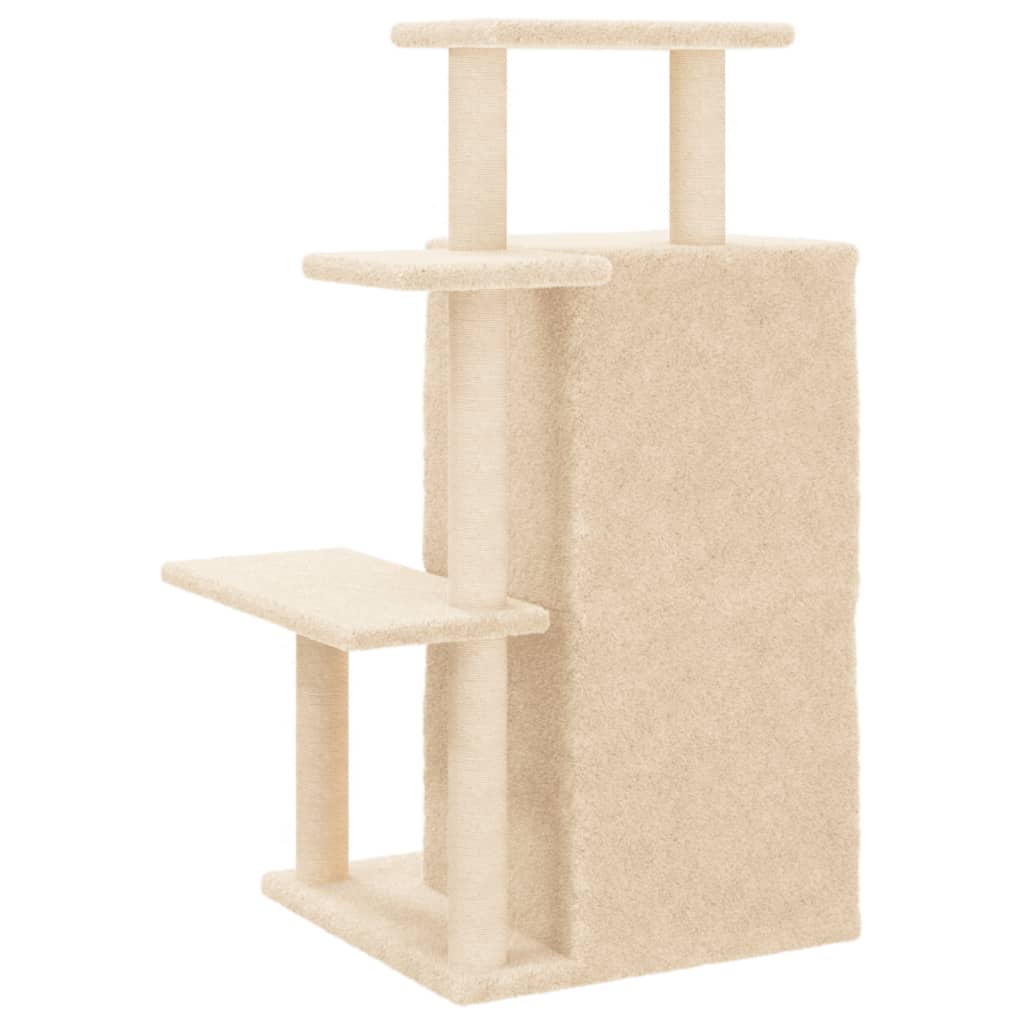krémszínű macskabútor szizál kaparófákkal 97 cm
