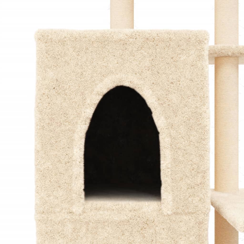 krémszínű macskabútor szizál kaparófákkal 97 cm