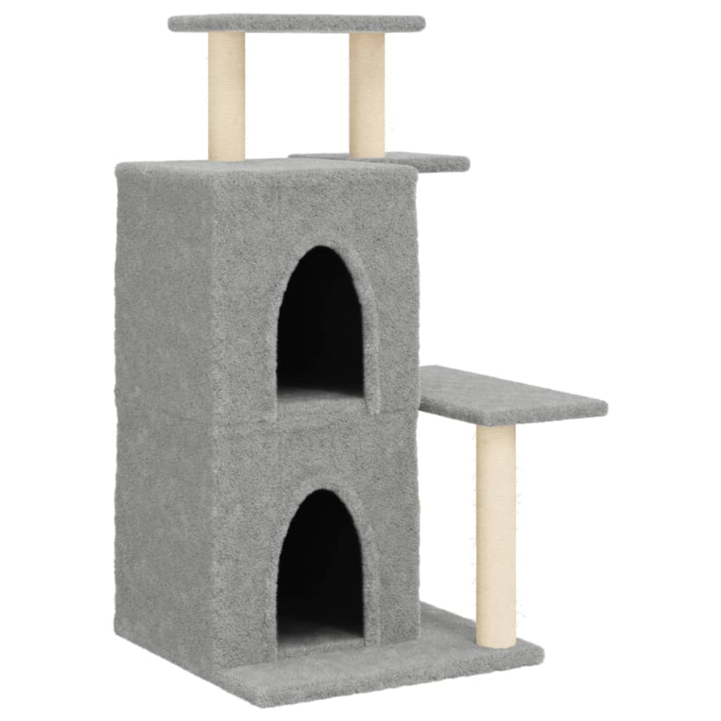 világosszürke macskabútor szizál kaparófákkal 97 cm