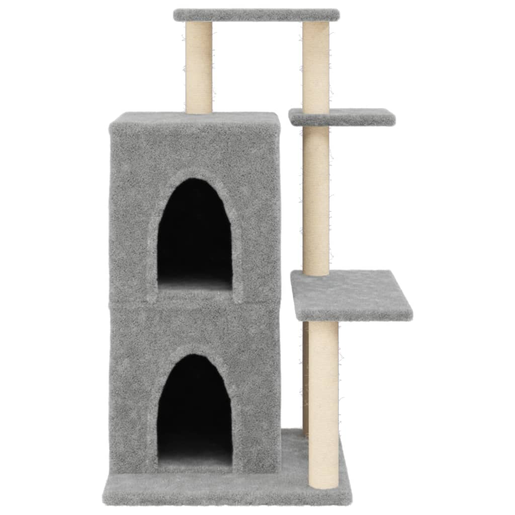 világosszürke macskabútor szizál kaparófákkal 97 cm