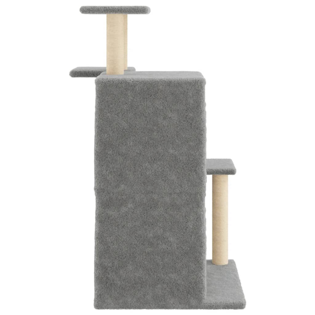 világosszürke macskabútor szizál kaparófákkal 97 cm