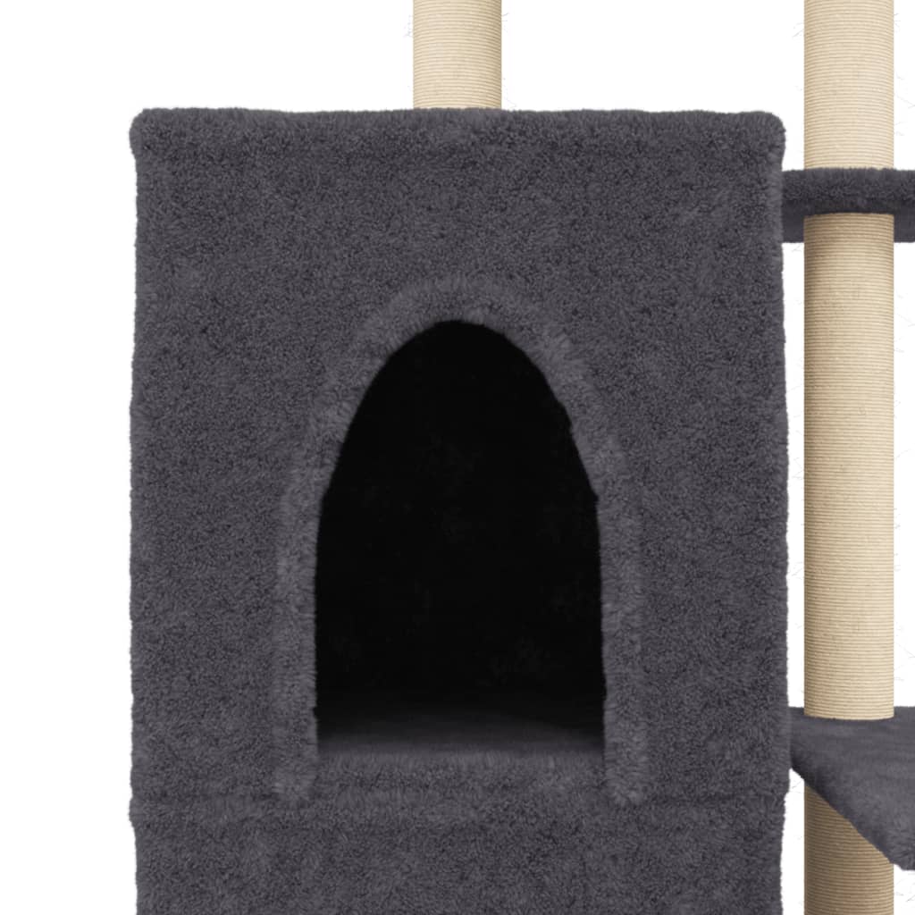 sötétszürke macskabútor szizál kaparófákkal 97 cm