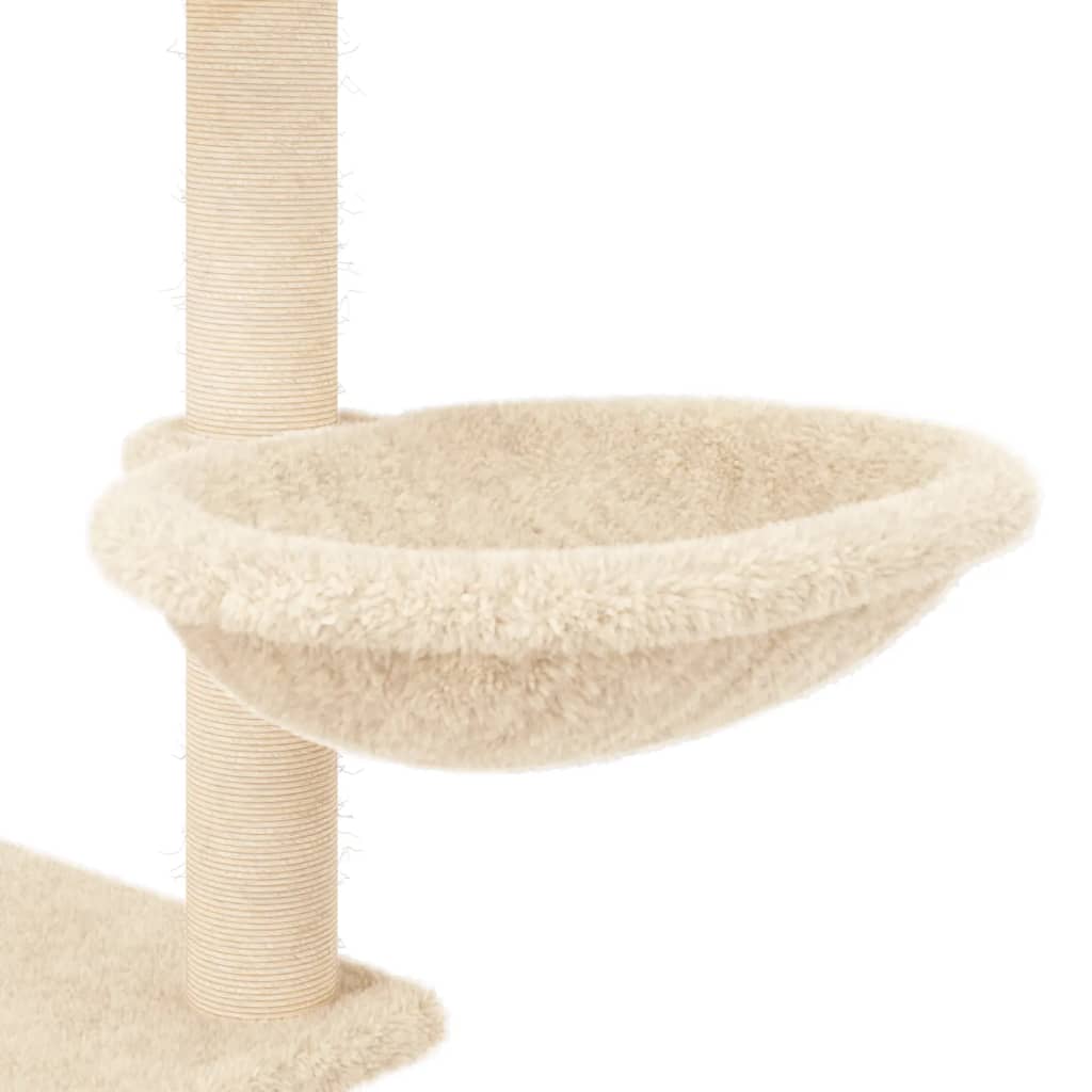 krémszínű macskabútor szizál kaparófákkal 153 cm