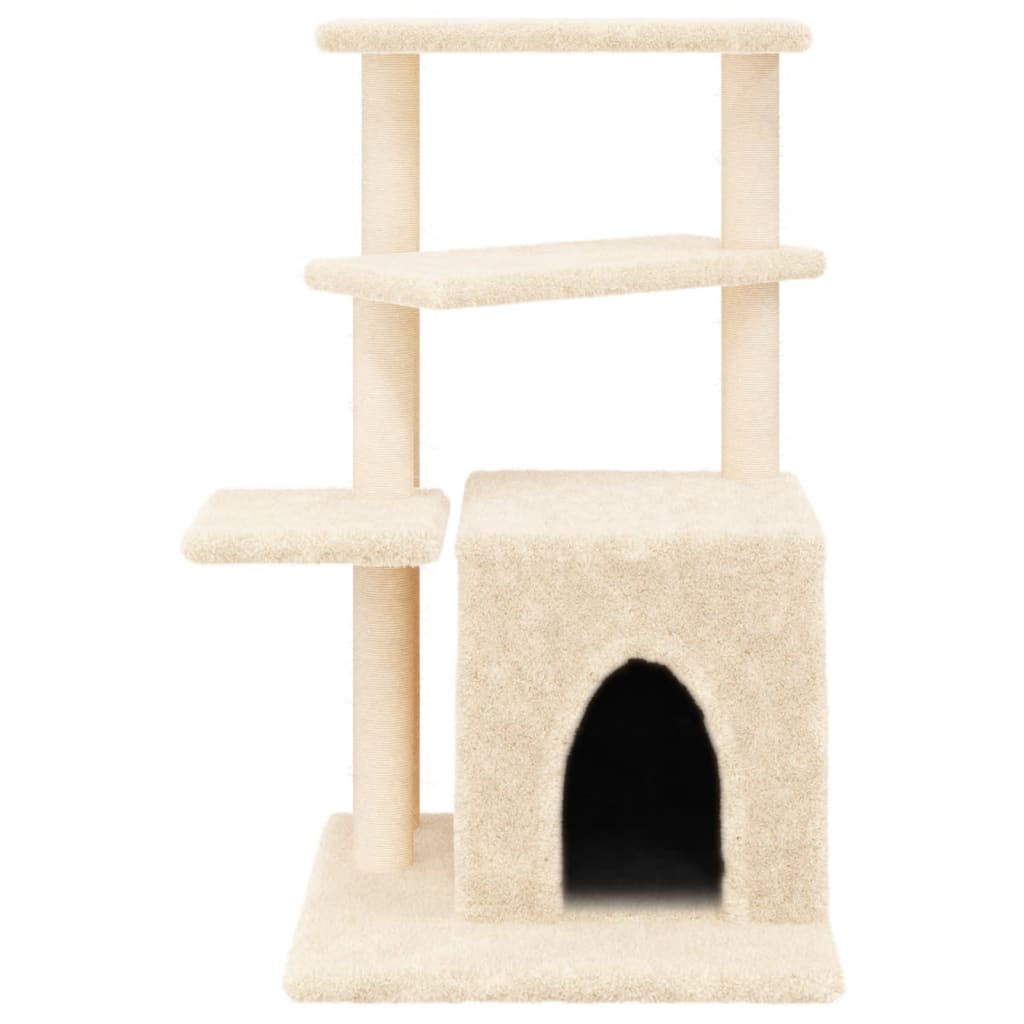 krémszínű macskabútor szizál kaparófákkal 83,5 cm