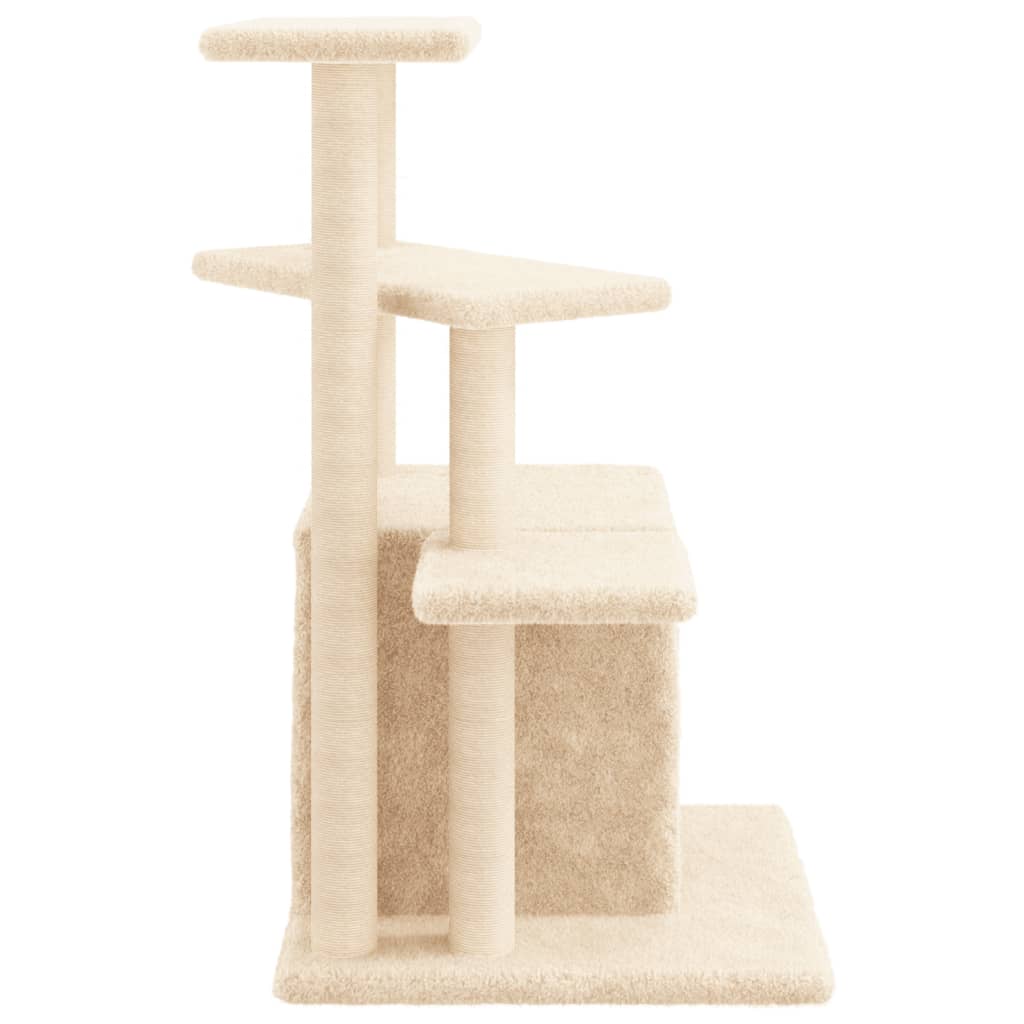 krémszínű macskabútor szizál kaparófákkal 83,5 cm