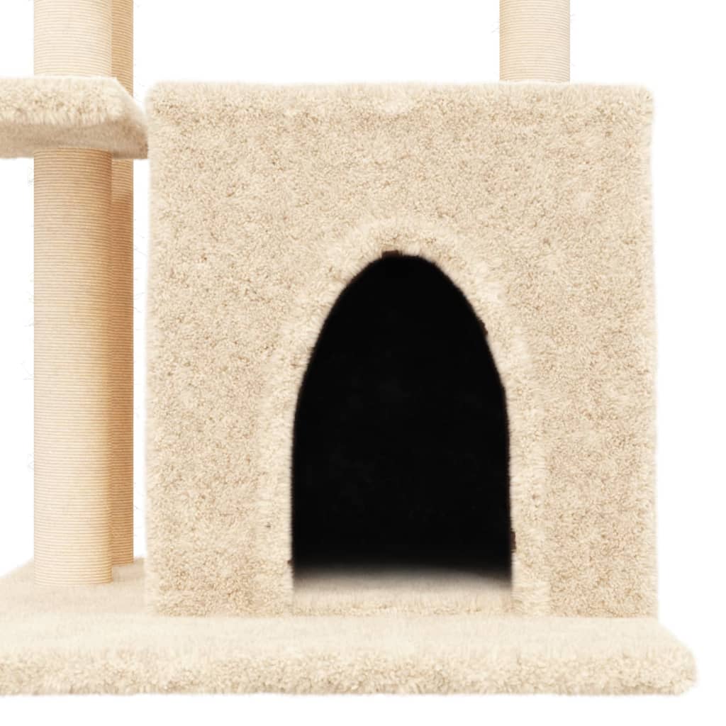 krémszínű macskabútor szizál kaparófákkal 83,5 cm
