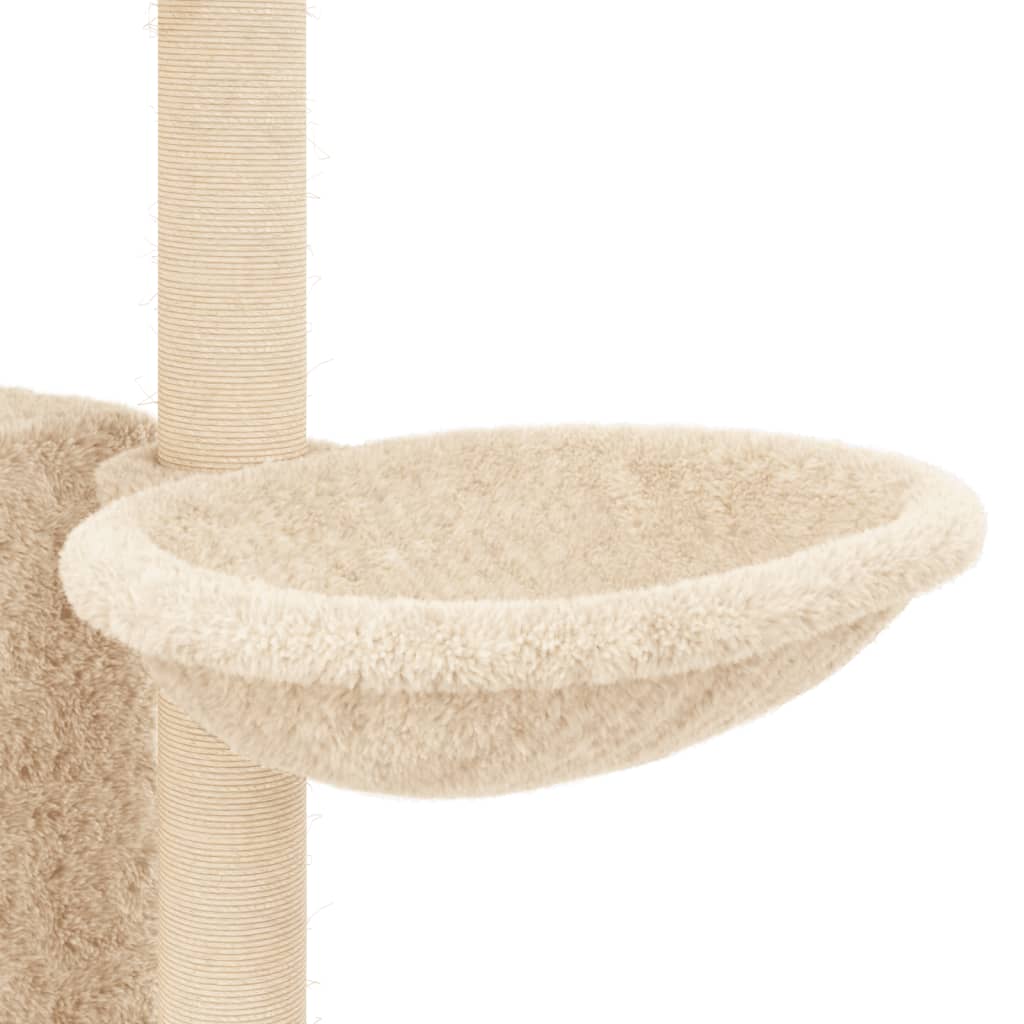 krémszínű macskabútor szizál kaparófákkal 131 cm