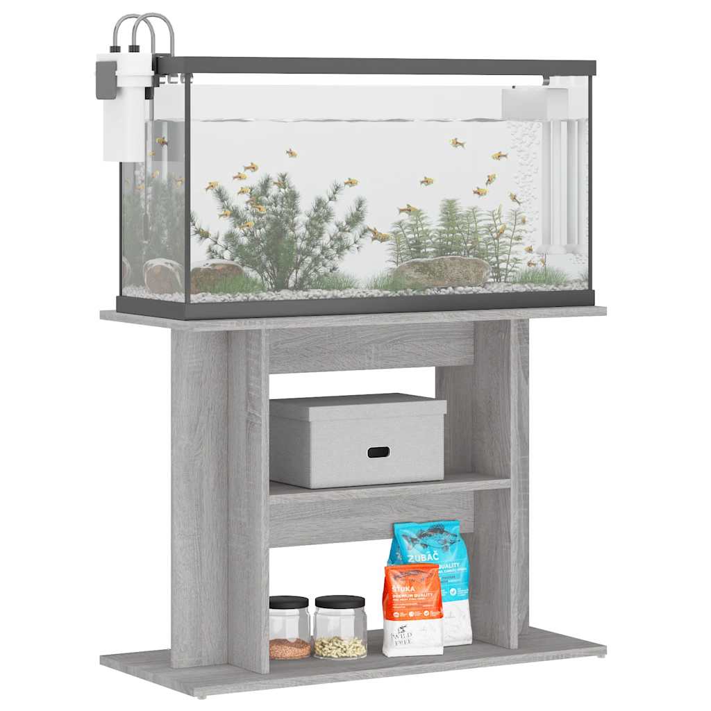 betonszürke akváriumállvány 80 x 35 x 60 cm rétegelt fából