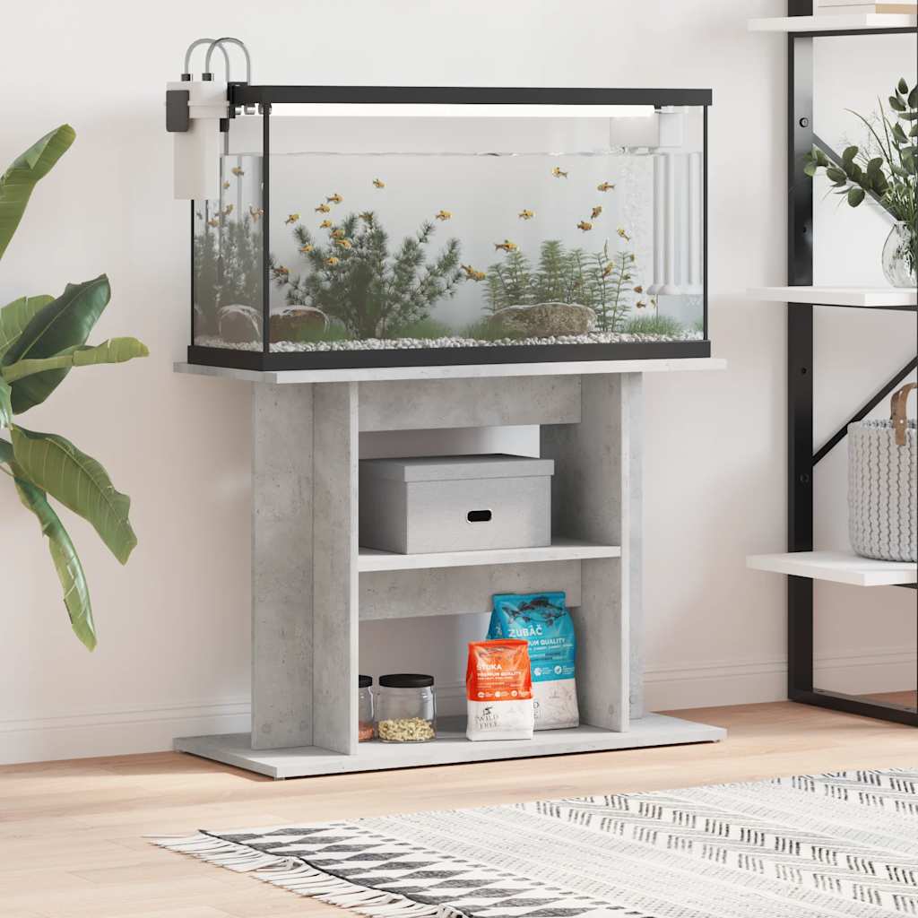 betonszürke akváriumállvány 80 x 35 x 60 cm rétegelt fából