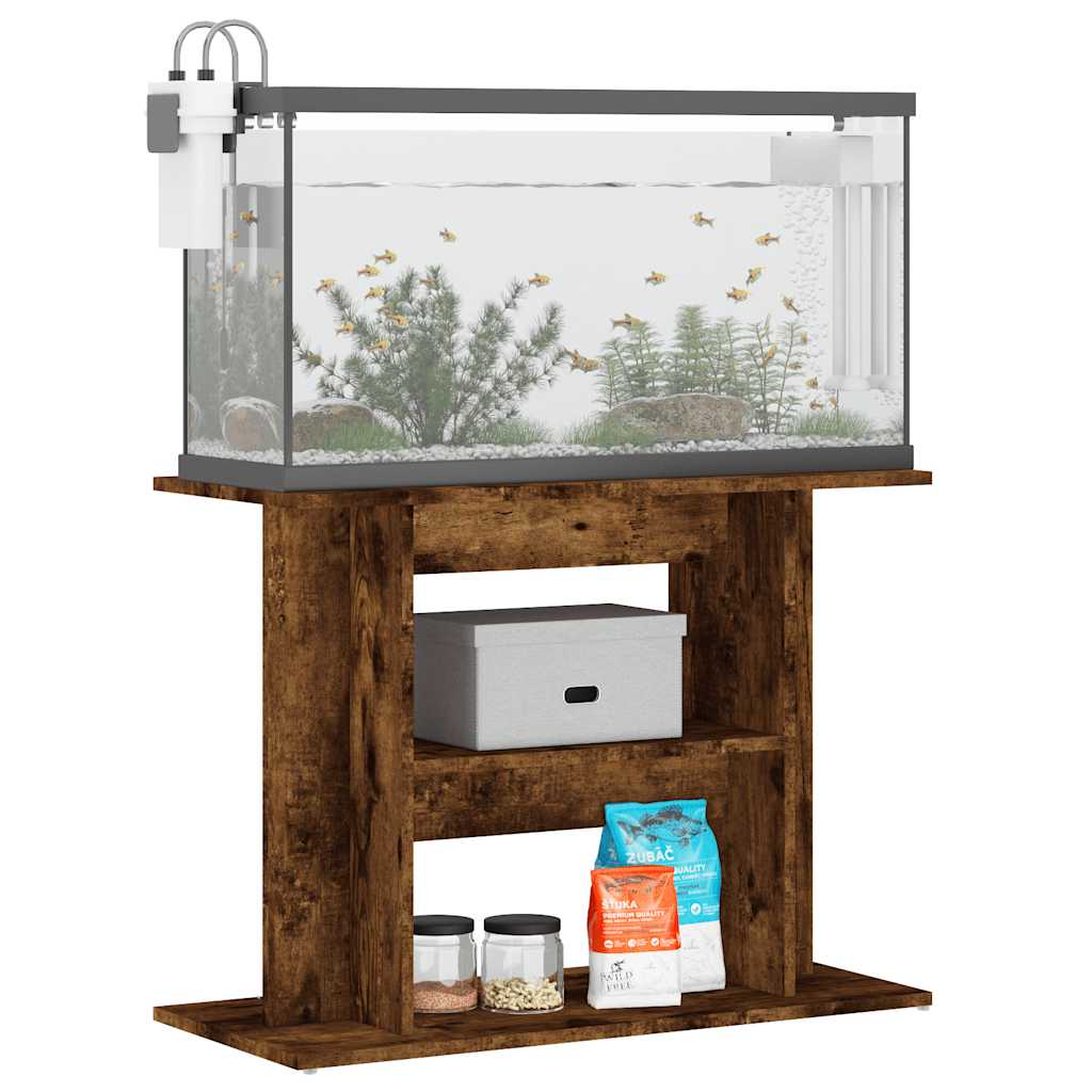füstölt tölgyfa akváriumállvány 80 x 35 x 60 cm rétegelt fából