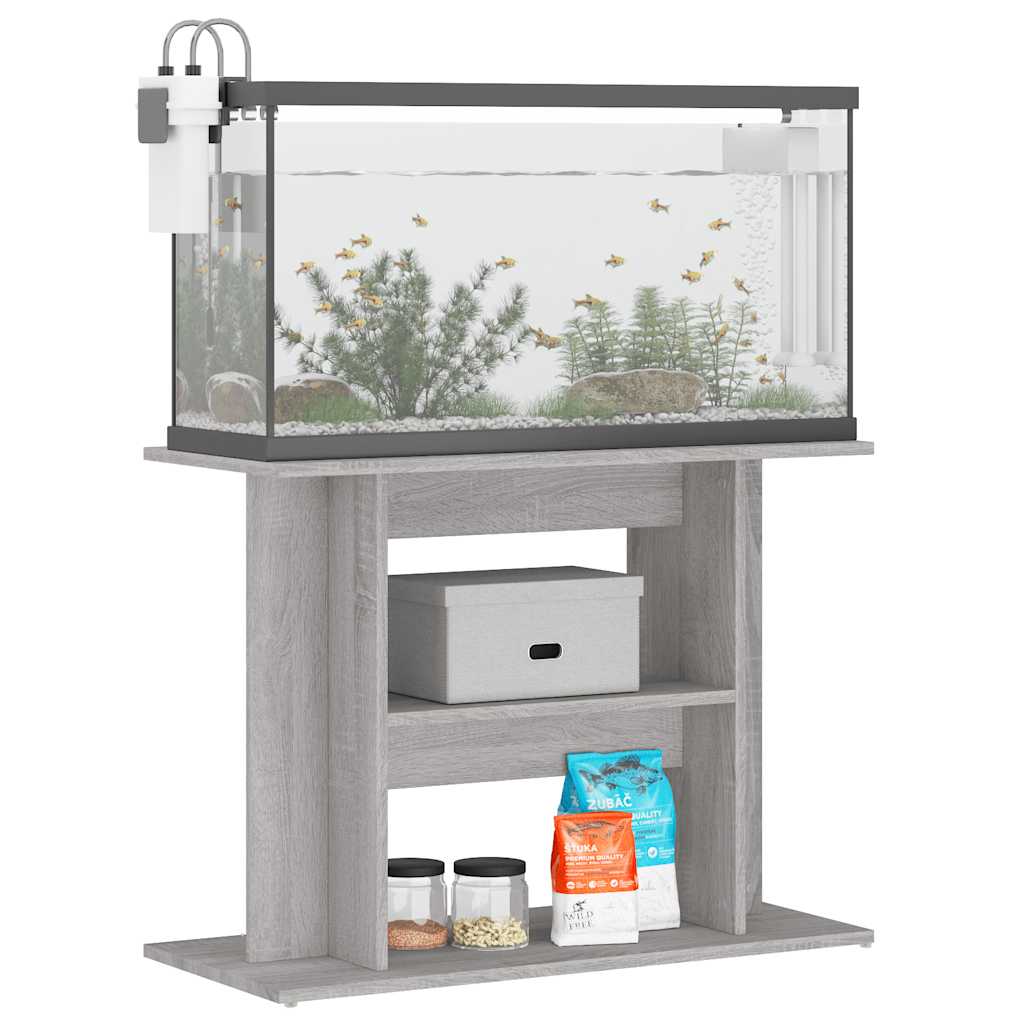 szürke sonoma akváriumállvány 80 x 35 x 60 cm rétegelt fából