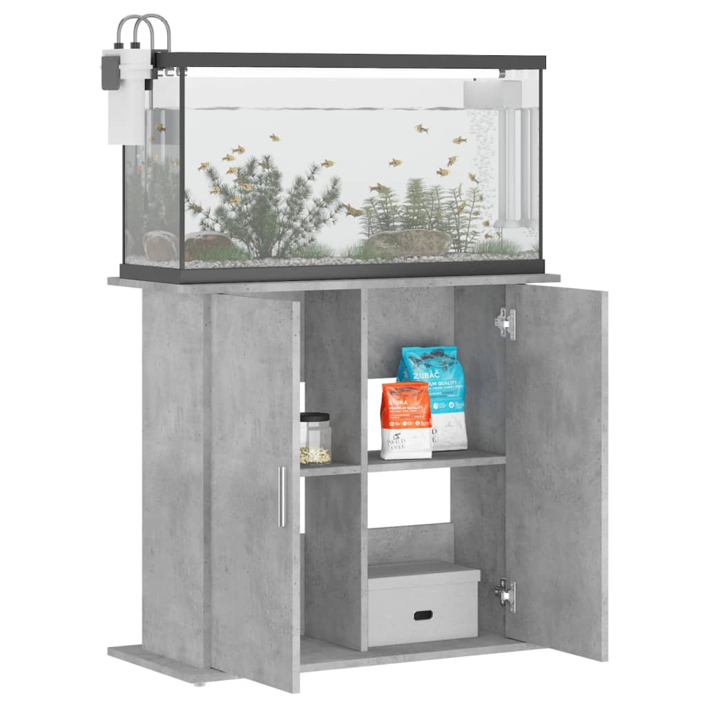 betonszürke akváriumállvány 81 x 36 x 73 cm rétegelt fából
