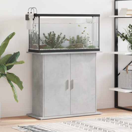 betonszürke akváriumállvány 81 x 36 x 73 cm rétegelt fából