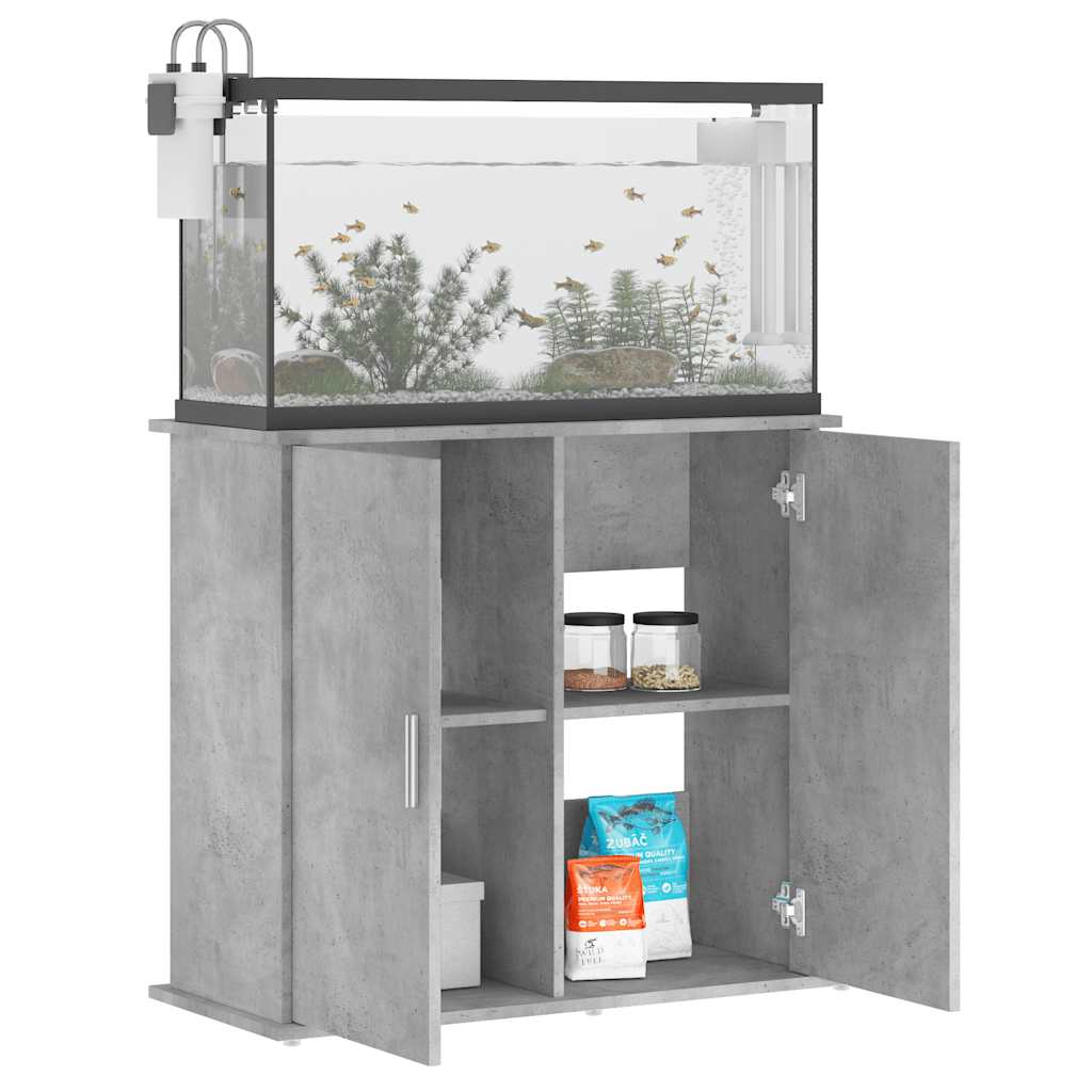 betonszürke akváriumállvány 81 x 36 x 73 cm rétegelt fából