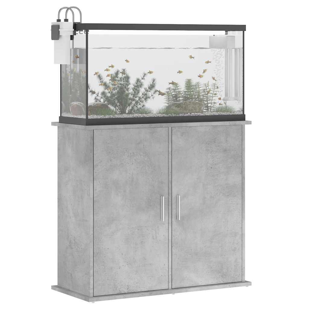 betonszürke akváriumállvány 81 x 36 x 73 cm rétegelt fából