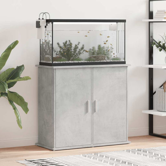 betonszürke akváriumállvány 81 x 36 x 73 cm rétegelt fából