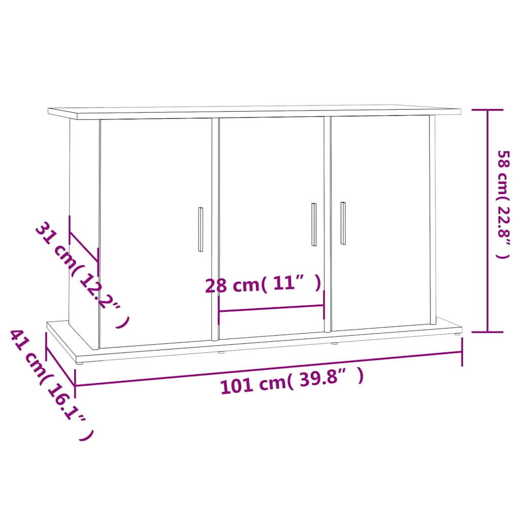 betonszürke akváriumállvány 101 x 41 x 58 cm rétegelt fából