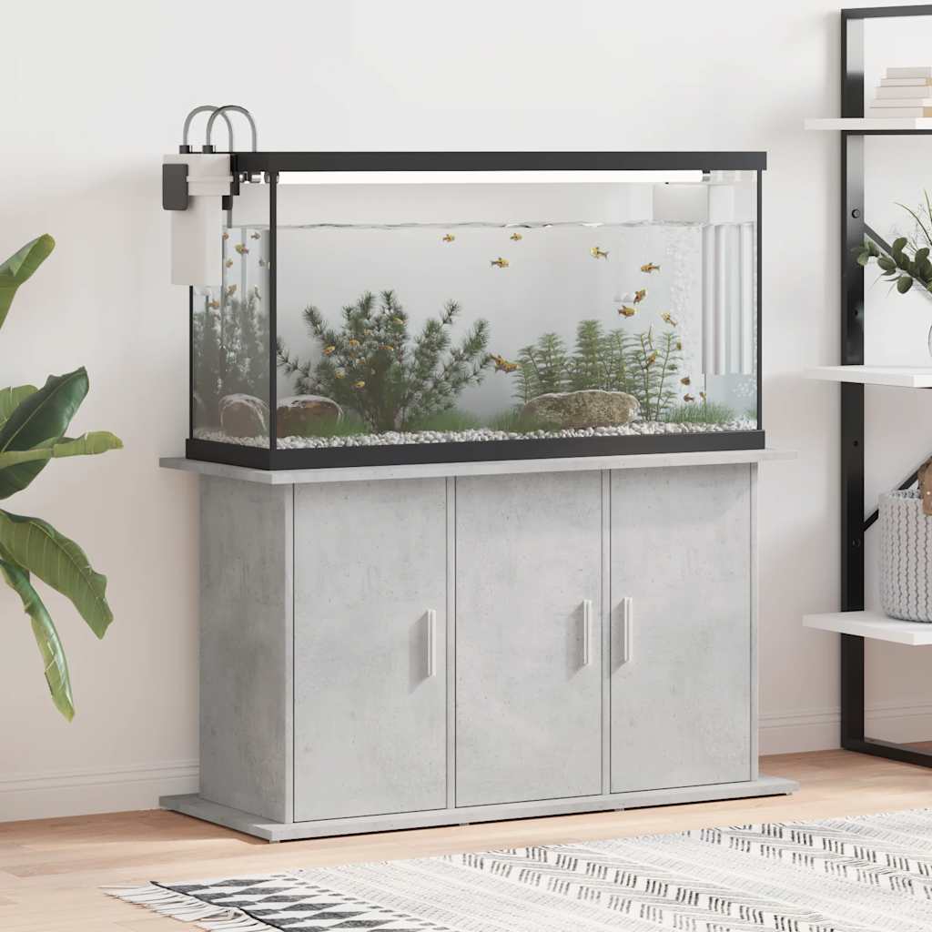 betonszürke akváriumállvány 101 x 41 x 58 cm rétegelt fából