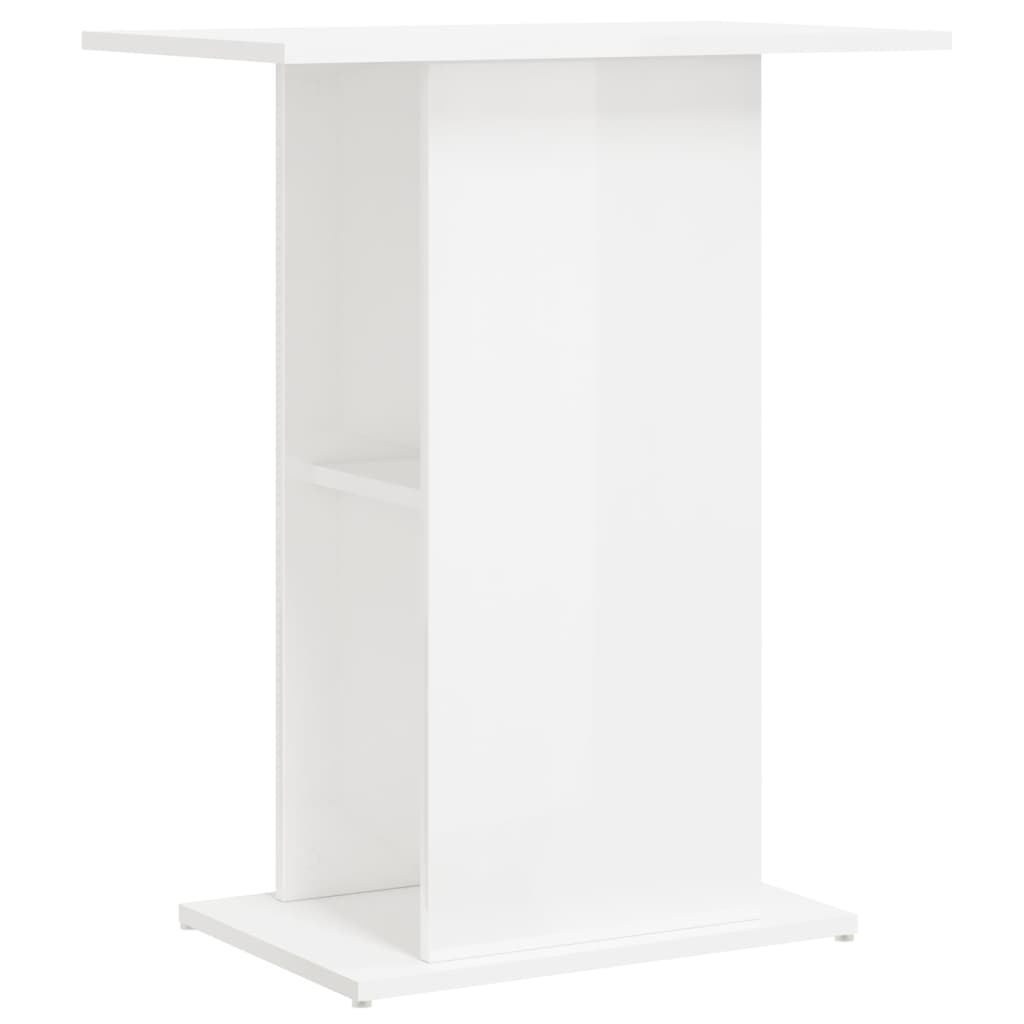 magasfényű fehér szerelt fa akváriumi állvány 60,5x36x72,5 cm