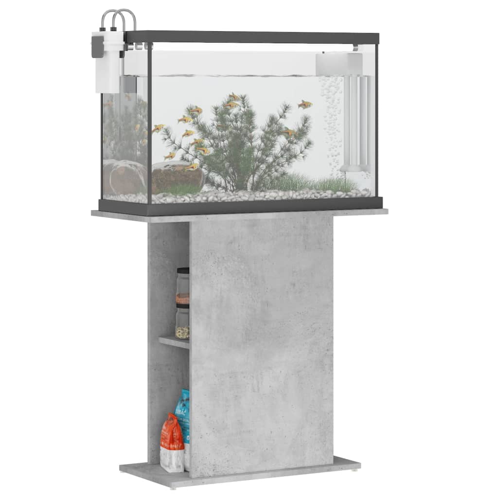 betonszürke szerelt fa akváriumi állvány 75x36x72,5 cm