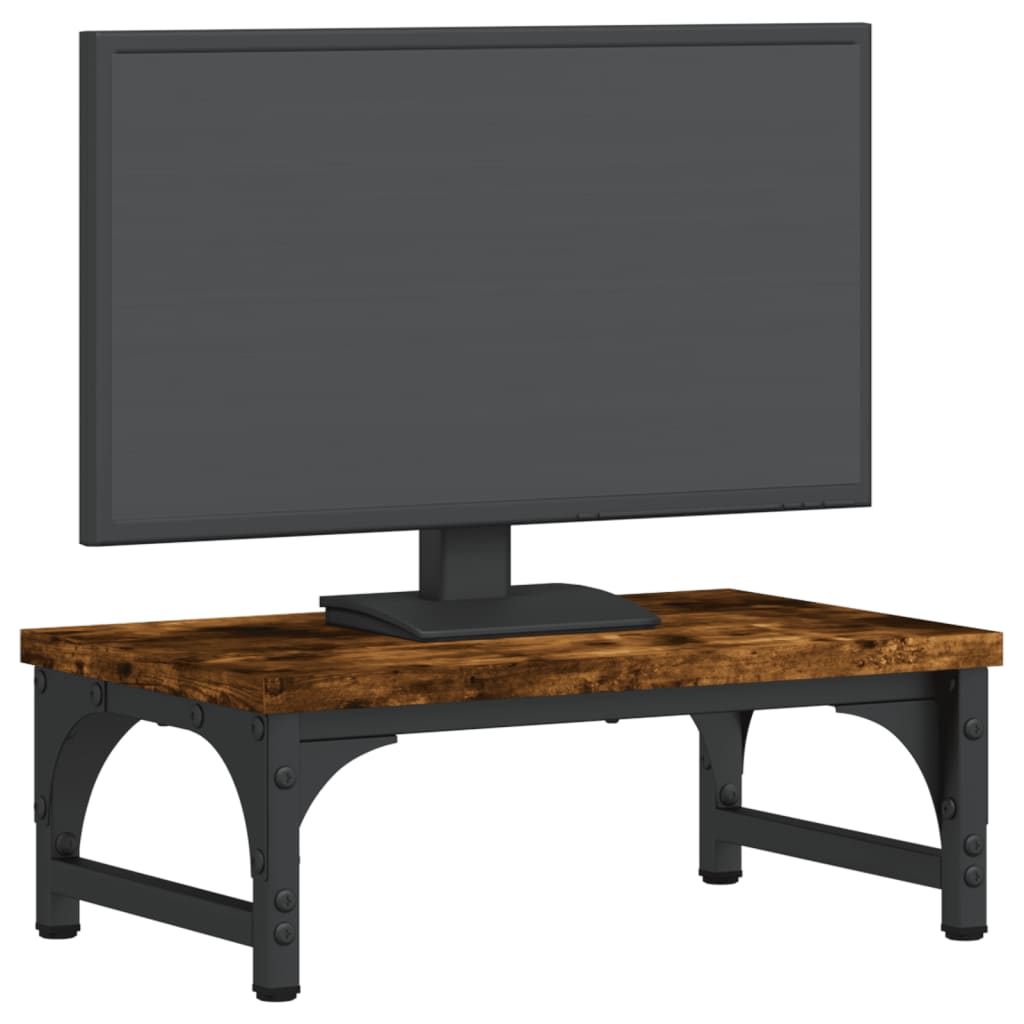 füstös tölgy színű szerelt fa monitorállvány 37 x 23 x 14 cm