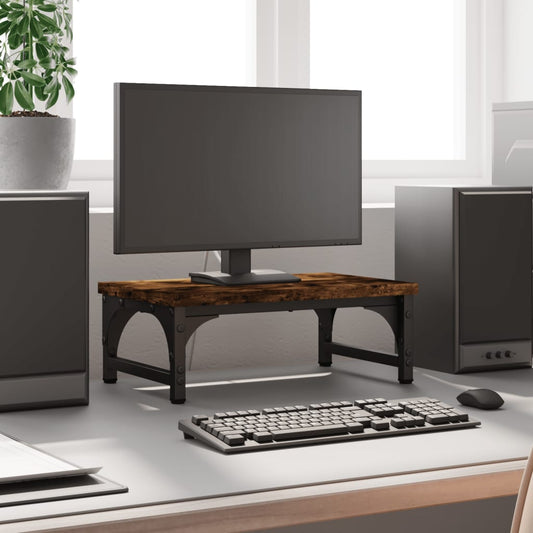 füstös tölgy színű szerelt fa monitorállvány 37 x 23 x 14 cm