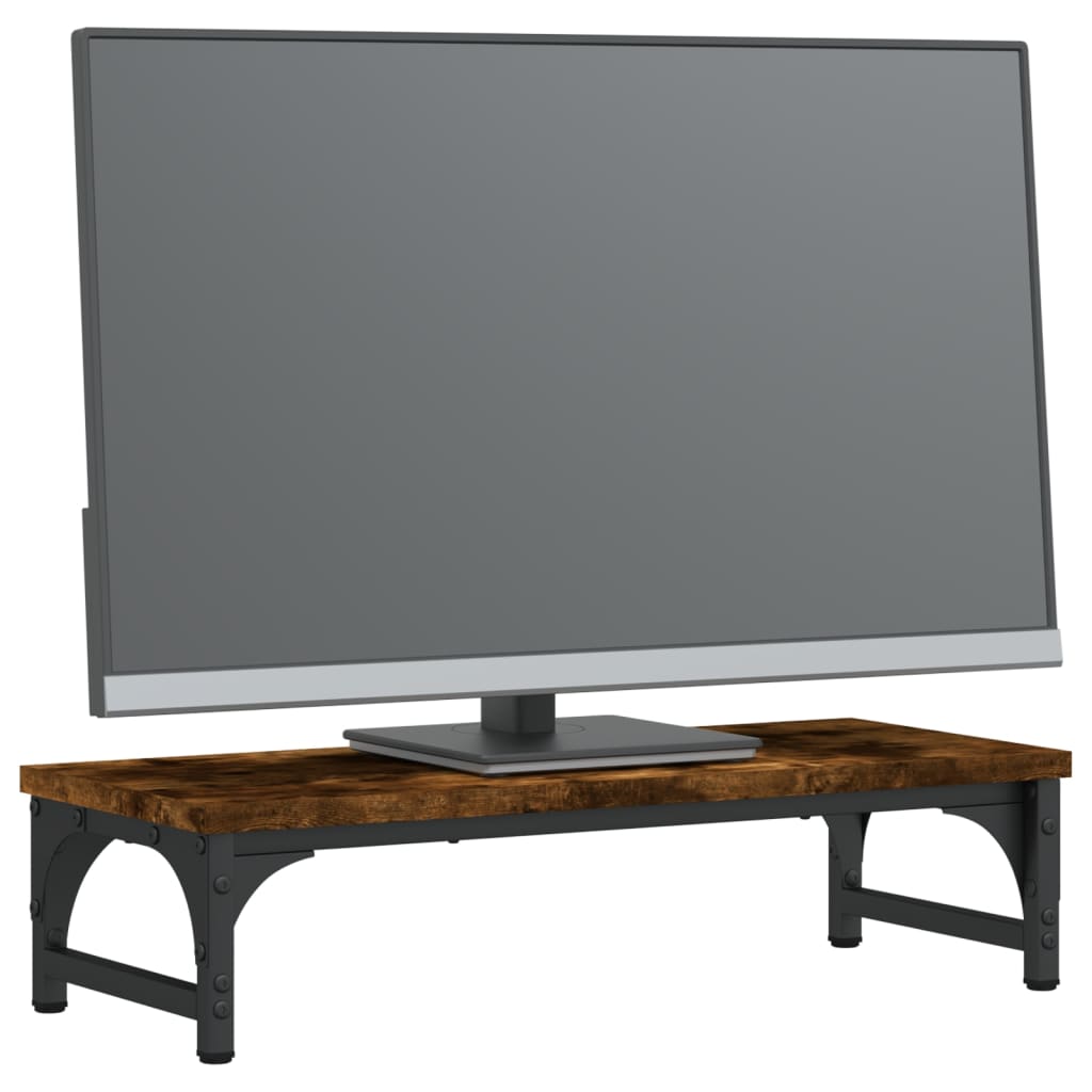 füstös tölgy színű szerelt fa monitorállvány 55 x 23 x 14 cm
