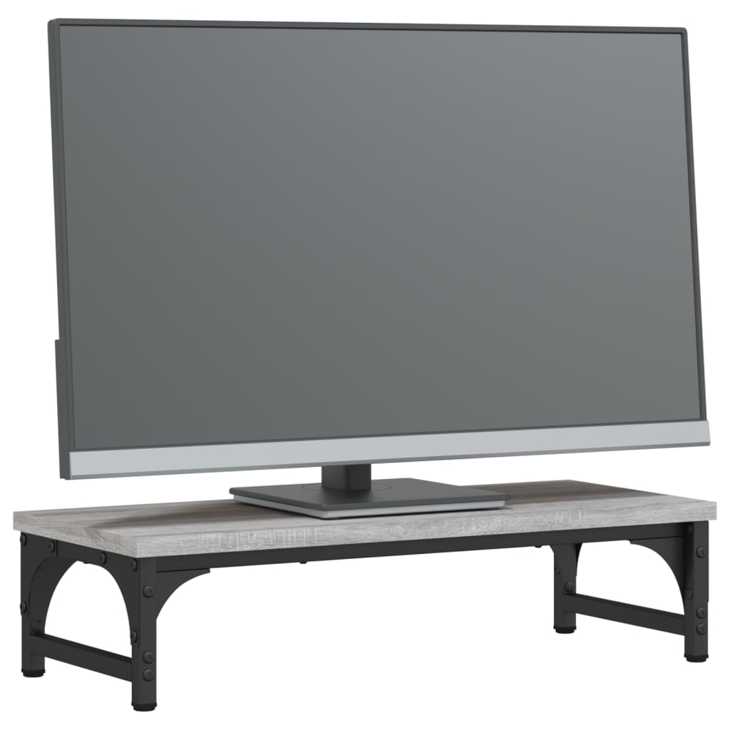 szürke sonoma színű szerelt fa monitorállvány 55 x 23 x 14 cm