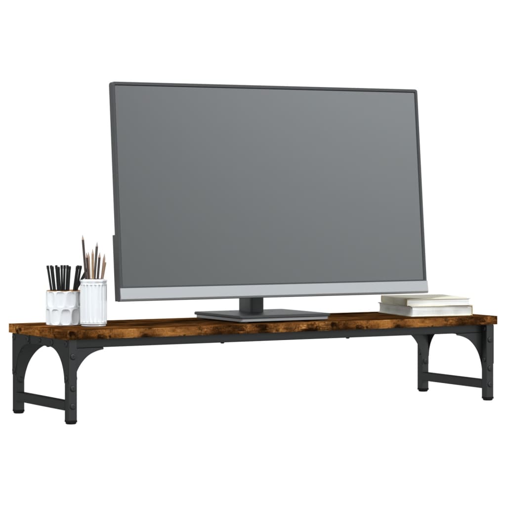 füstös tölgy színű szerelt fa monitorállvány 85 x 23 x 15,5 cm