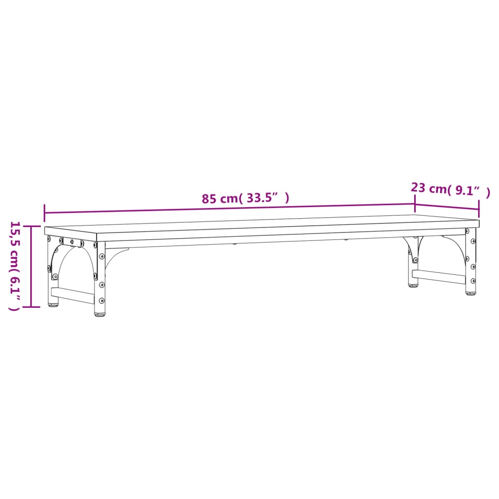 szürke sonoma színű szerelt fa monitorállvány 85 x 23 x 15,5 cm