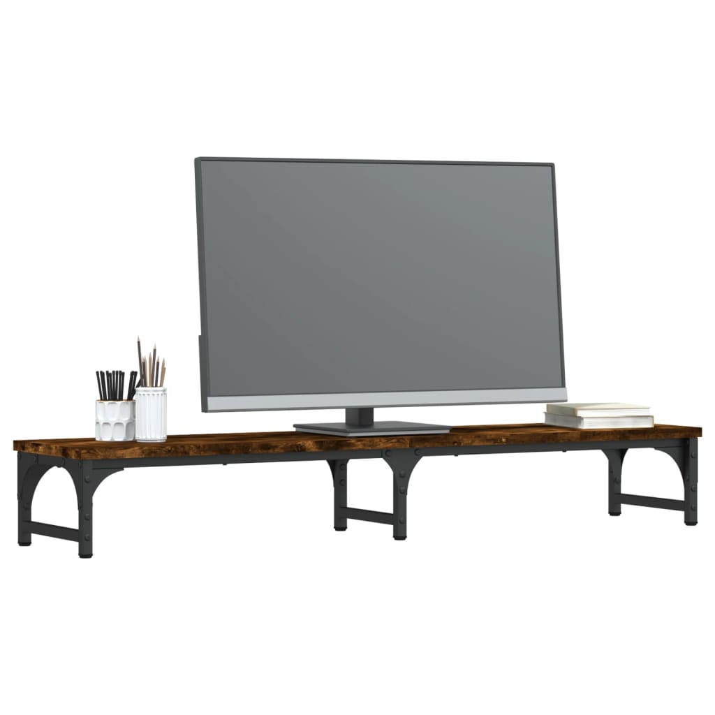 füstös tölgy színű szerelt fa monitorállvány 105 x 23 x 15,5 cm