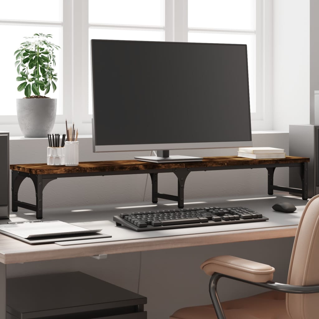 füstös tölgy színű szerelt fa monitorállvány 105 x 23 x 15,5 cm