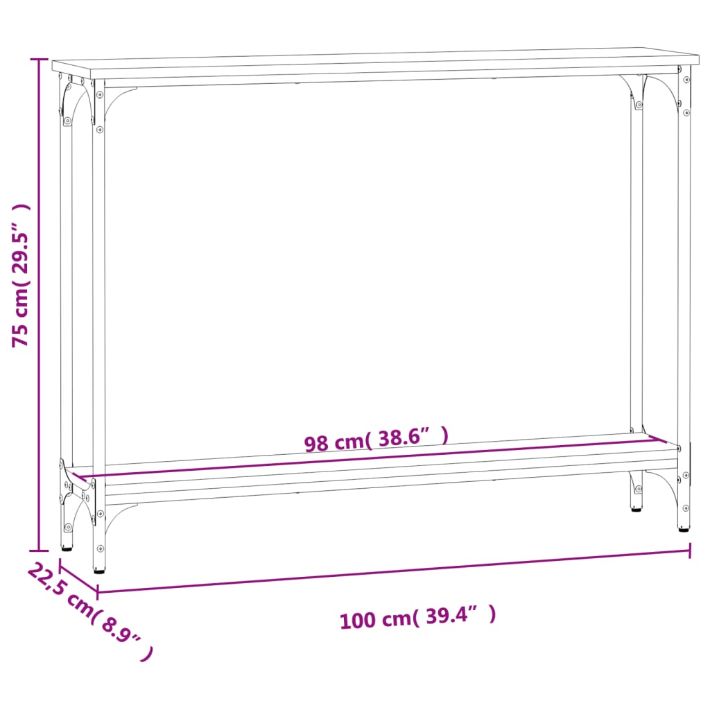 szürke sonoma színű szerelt fa tálalóasztal 100x22,5x75 cm