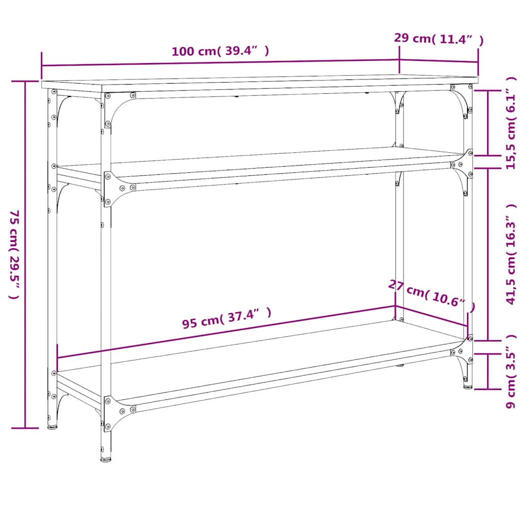 fekete szerelt fa tálalóasztal 100x29x75 cm