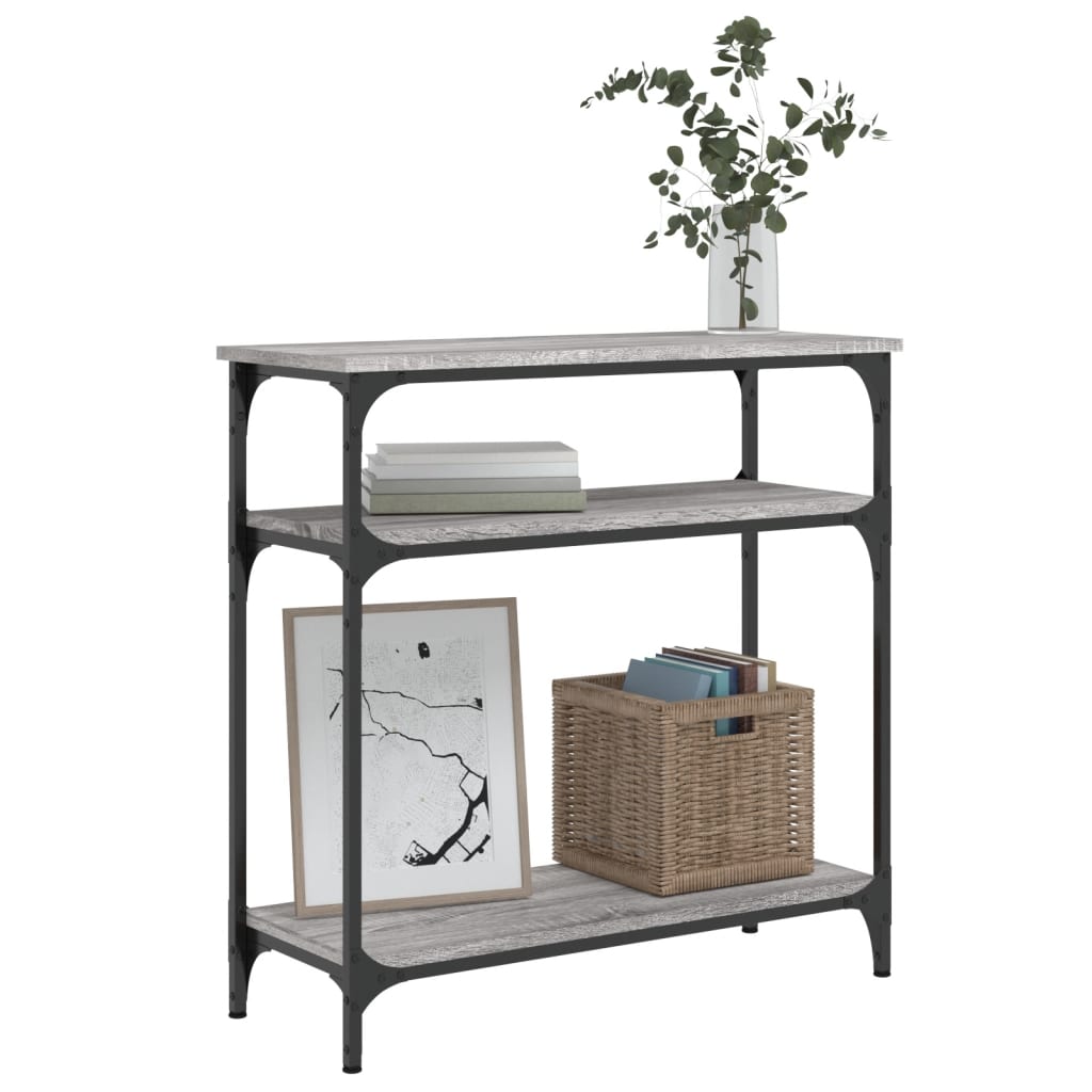 szürke sonoma színű szerelt fa konzolasztal 75 x 29 x 75 cm