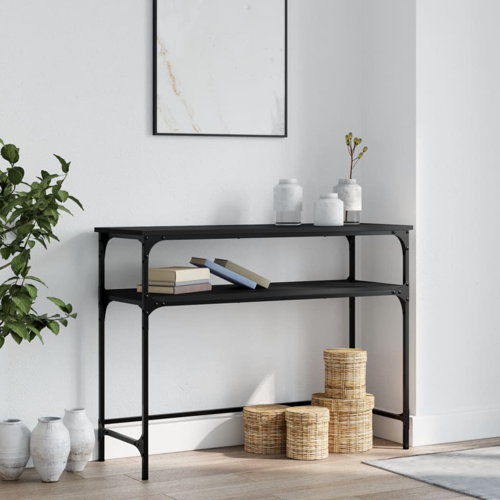 fekete szerelt fa tálalóasztal 100x35,5x75 cm