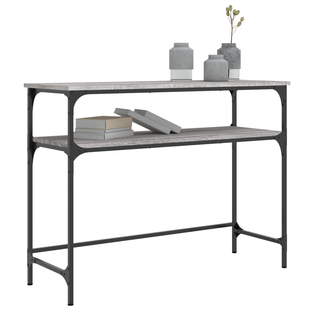 szürke sonoma színű szerelt fa konzolasztal 100x35,5x75 cm