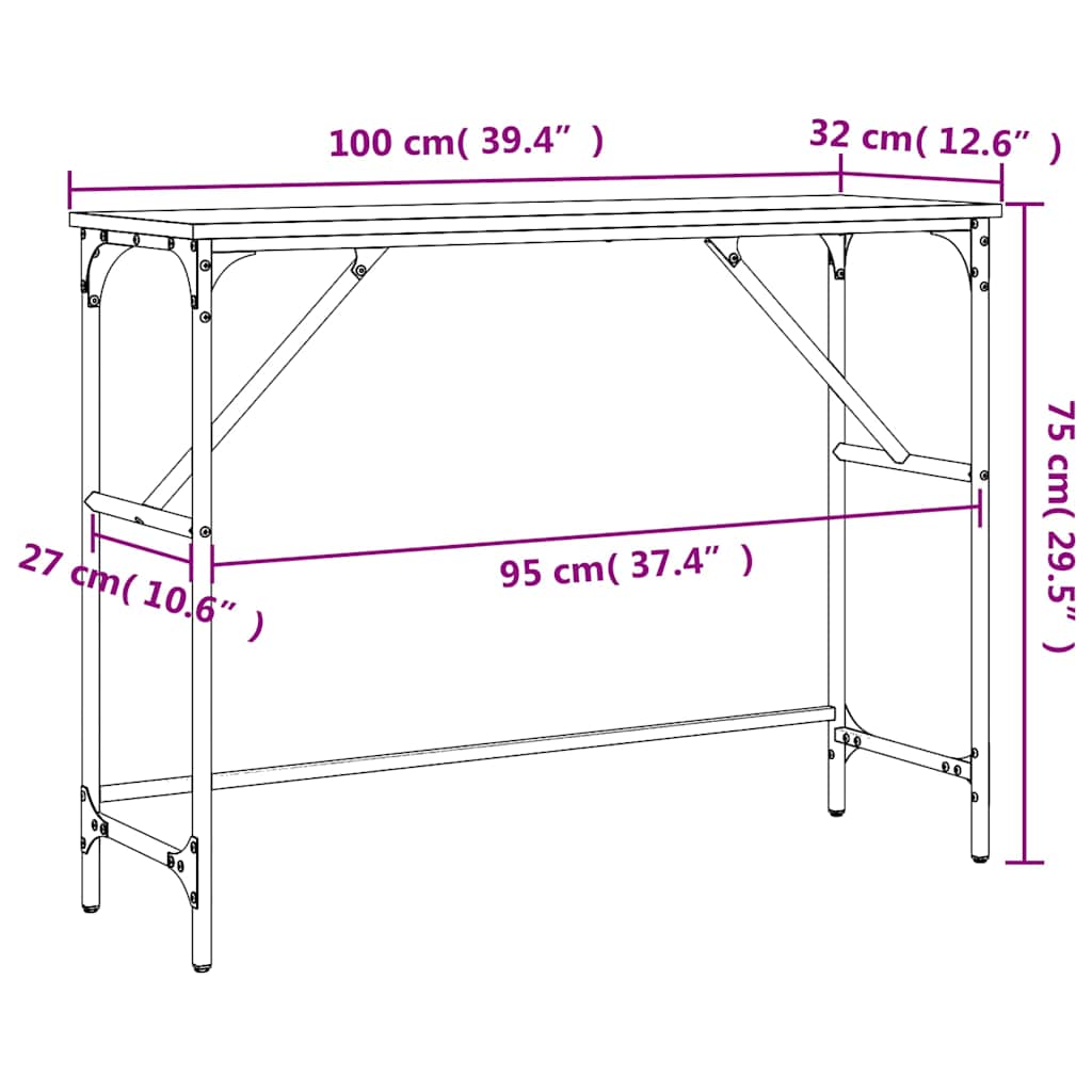 füstös tölgy színű szerelt fa tálalóasztal 100x32x75 cm