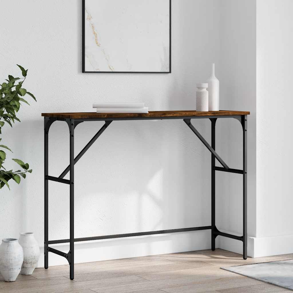 füstös tölgy színű szerelt fa tálalóasztal 100x32x75 cm